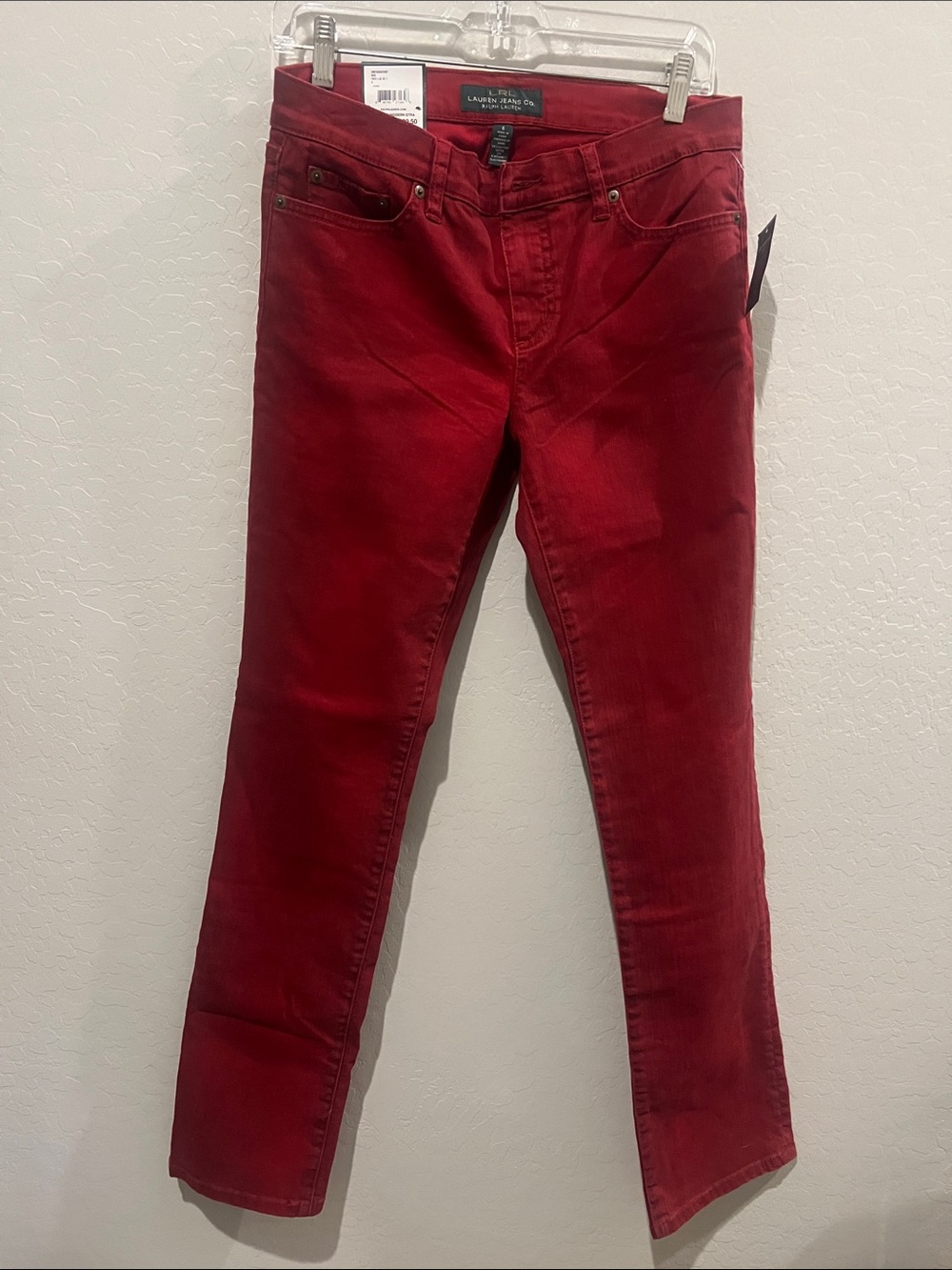 LRN Lauren Jeans Modern Straighy size 6 x 32 deep red jeans NWT